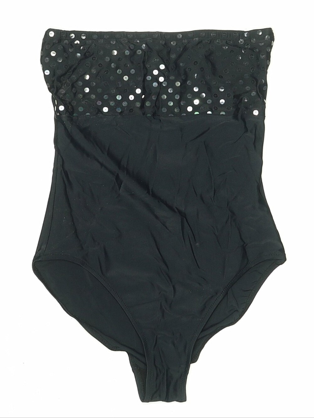 Gottex Foil Dot Strapless Bandeau One Piece Swimsuit, 10, Black